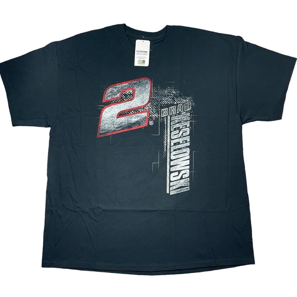 NEW Brad Keselowski NASCAR Racing Double Sided Logos #2 Men’s Black t-shirt 2XL